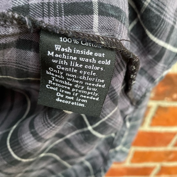 Rock & Republic Womens Small Burn Out Washout Studded Plaid Button Down Shirt - Picture 8 of 9